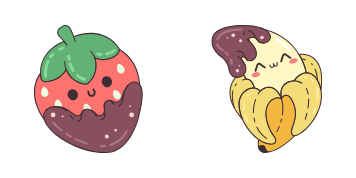 Kawaii Banana with Strawberries cute cursor