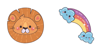 Kawaii Lion and Rainbow cute cursor