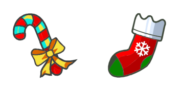 Caramel cane and Christmas sock cute cursor