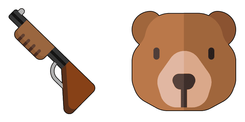Shotgun and bear cute cursor