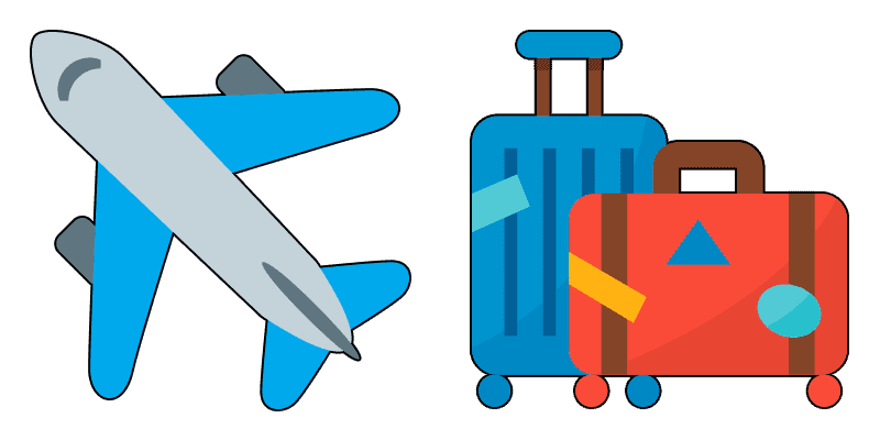 Airplane and suitcases cute cursor