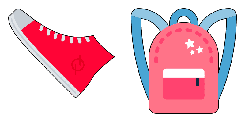 Sneakers and a backpack cute cursor