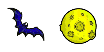 Halloween bat and moon cute cursor