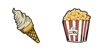 Ice cream and popcorn cute cursor