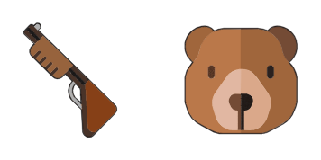 Shotgun and bear cute cursor