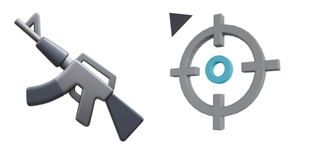 Assault Rifle 3D Emoji cute cursor