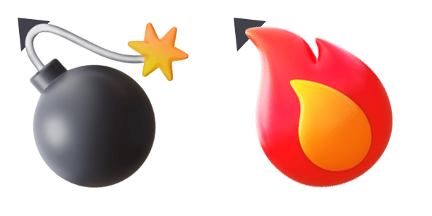 Bomb Fire 3D Emoji cute cursor