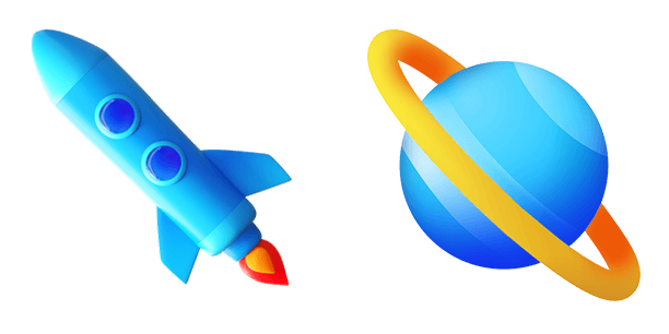 Rocket In Space 3D Emoji cute cursor