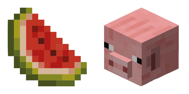 Pig and Melon Minecraft cute cursor