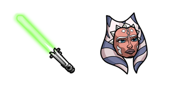 Star Wars Asoka Tano & Lightsaber cute cursor