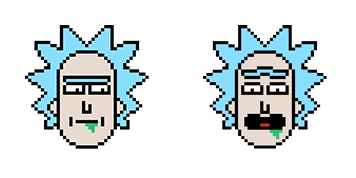 Rick and Morty Rick Head Pixel Animated cute cursor