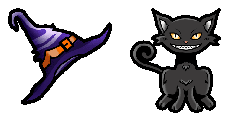 Halloween hat and black cat cute cursor