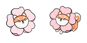Kawaii Shiba Inu Flower Animated cute cursor