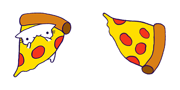 Cute Cat Eating Pizza Animated cute cursor