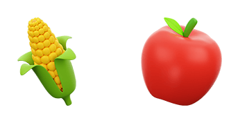 Corn & Red Apple 3D cute cursor