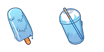 Blue Ice Pop & Milk Cocktail Animated cute cursor