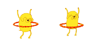 Adventure Time Jake Dancing with Hula Hoop Animated cute cursor