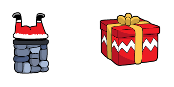 Christmas Santa Stuck in the Chimney & Gift Animated cute cursor