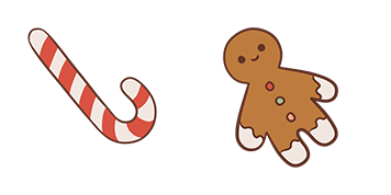Christmas Candy Cane & Gingerbread Man Animated cute cursor