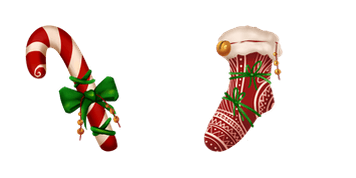 Christmas Candy Cane & Sock cute cursor
