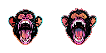 Colorful Angry Gorilla Animated cute cursor