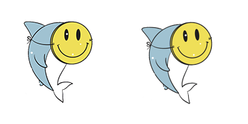 Shark with Smiley Face Mask Animated cute cursor