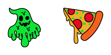 Halloween Slime Ghost & Piece of Pizza cute cursor