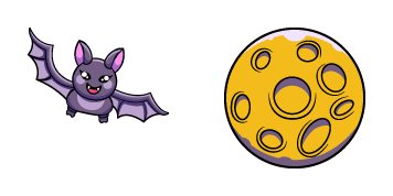 Halloween Cute Bat & Full Moon cute cursor