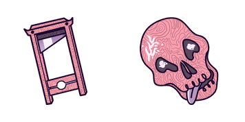 Halloween Pink Guillotine & Skull Animated cute cursor