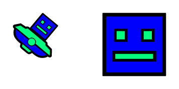 Geometry Dash Blue Cube 2 & UFO 2 Animated cute cursor