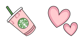 VSCO Girl Starbucks Pink Drink & Love Hearts cute cursor