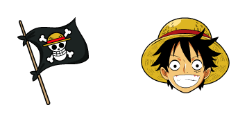 One Piece Monkey D. Luffy & Straw Hat Pirates Flag cute cursor