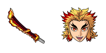 Demon Slayer Rengoku & Nichirin Sword Animated cute cursor