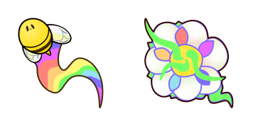 Rainbow Bee & Flower Animated cute cursor