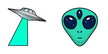 UFO & Green Alien cute cursor