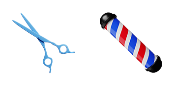 Barber Pole & Scissors 3D cute cursor