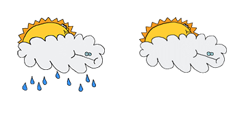 Funny Sun & Rain Cloud Animated cute cursor