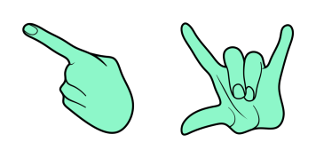 Green Hand Rock On Animated cute cursor