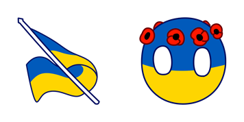Ukraineball & Ukrainian Flag cute cursor