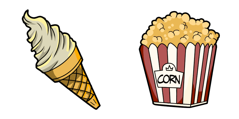 Ice cream and popcorn cute cursor